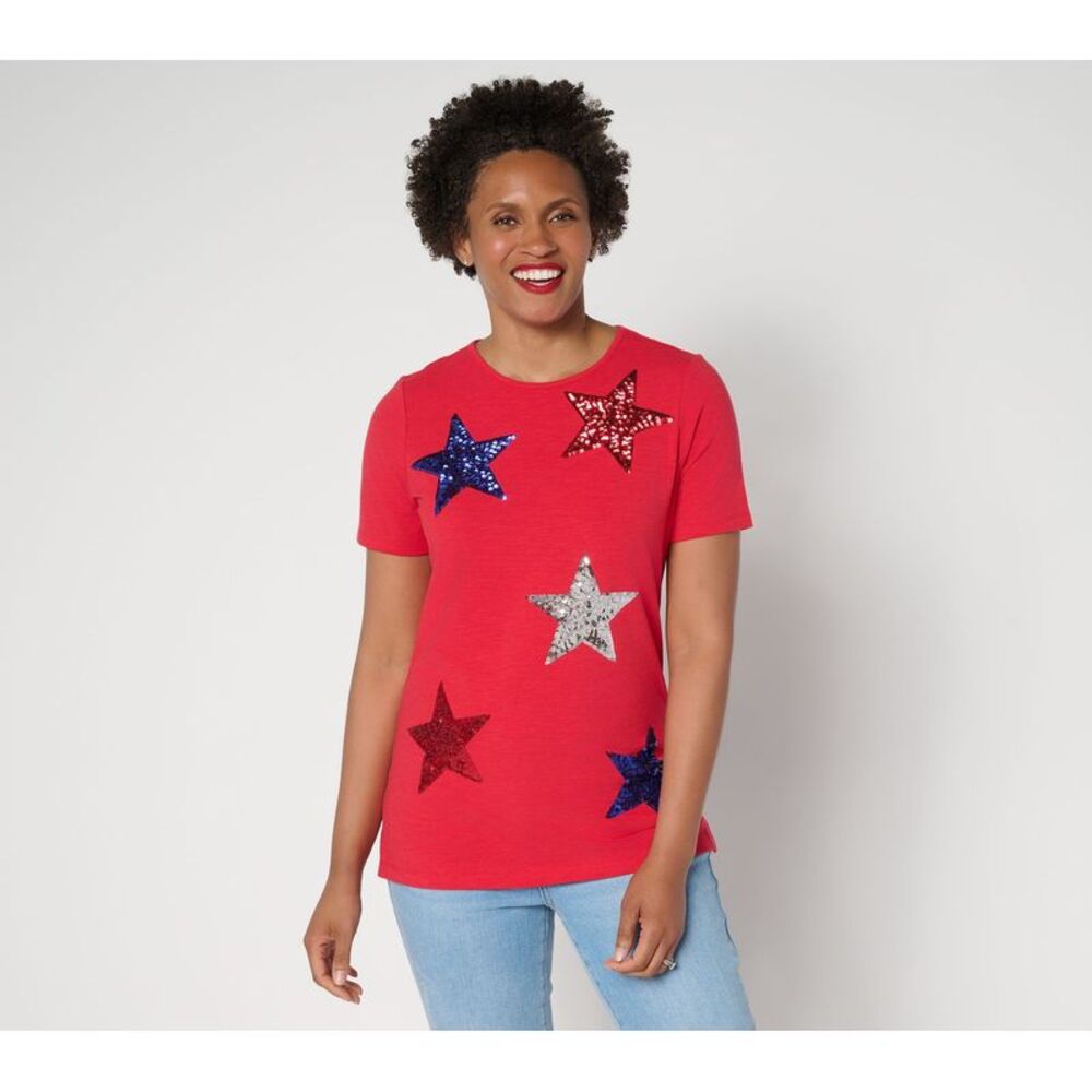 Ryan Simkhai Eyeshop Women's Top Plus Sz 1X Lucky Stars Multi-colored